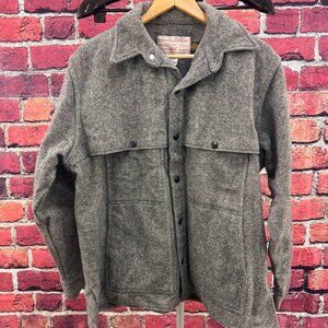 Vintage Filson Mackinaw Woolmark Era Cape Coat in Grey Herringbone Twill, Large